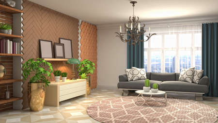 Interior of the living room. 3D illustration.の写真素材