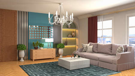Interior of the living room. 3D illustration.の写真素材