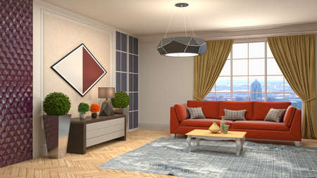 Interior of the living room. 3D illustration.の写真素材