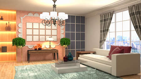 Interior of the living room. 3D illustration.の写真素材