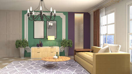 Interior of the living room. 3D illustration.の写真素材