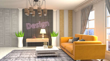 Interior of the living room. 3D illustration.の写真素材