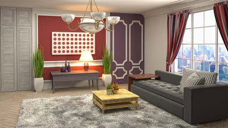 Interior of the living room. 3D illustration.の写真素材