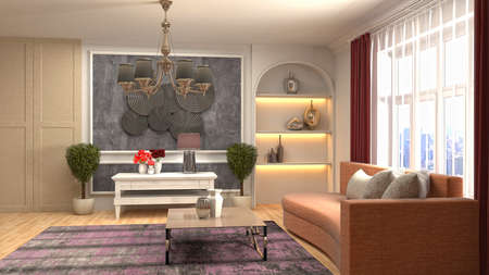 Interior of the living room. 3D illustration.の写真素材