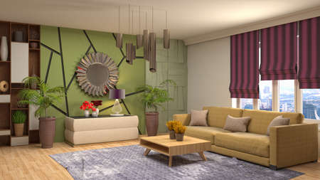 Interior of the living room. 3D illustration.の写真素材