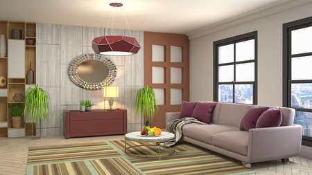 Interior of the living room. 3D illustration.の写真素材