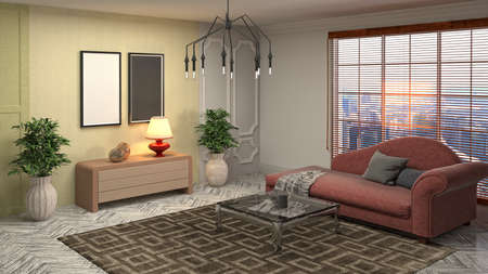 Interior of the living room. 3D illustration.の写真素材