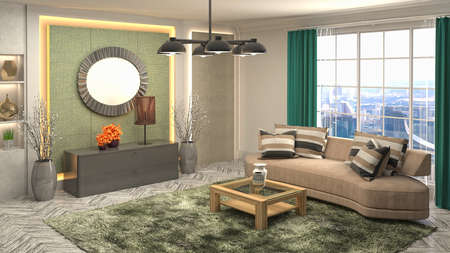 Interior of the living room. 3D illustration.の写真素材