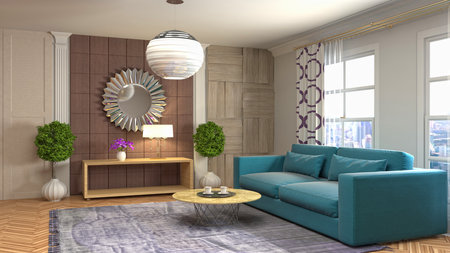 Interior of the living room. 3D illustration.の写真素材