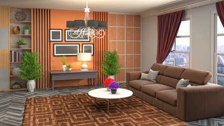 Interior of the living room. 3D illustration.の写真素材