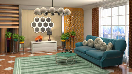 Interior of the living room. 3D illustration.の写真素材