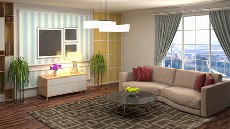 Interior of the living room. 3D illustration.の写真素材