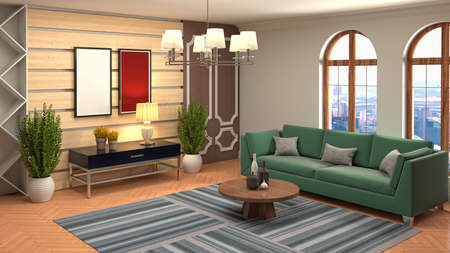 Interior of the living room. 3D illustration.の写真素材