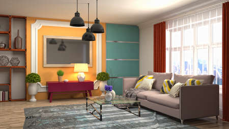 Interior of the living room. 3D illustration.の写真素材