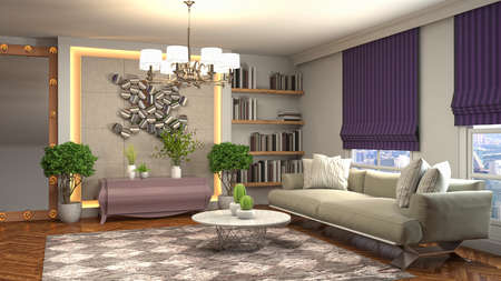 Interior of the living room. 3D illustration.の写真素材