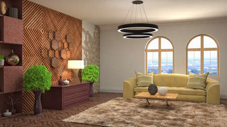 Interior of the living room. 3D illustration.の写真素材