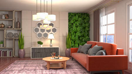Interior of the living room. 3D illustration.の写真素材
