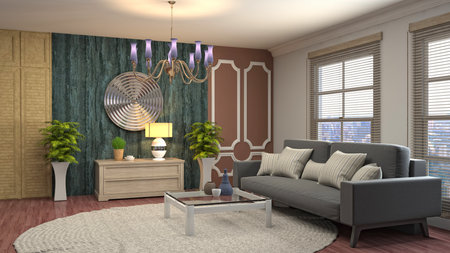 Interior of the living room. 3D illustration.の写真素材