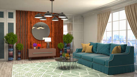 Interior of the living room. 3D illustration.の写真素材