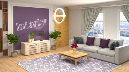 Interior of the living room. 3D illustration.の写真素材