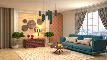Interior of the living room. 3D illustration.の写真素材