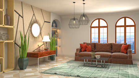 Interior of the living room. 3D illustration.の写真素材