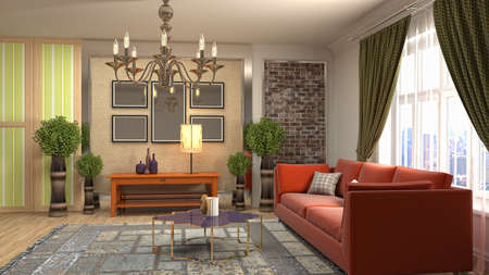 Interior of the living room. 3D illustration.の写真素材
