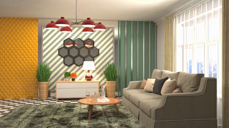 Interior of the living room. 3D illustration.の写真素材