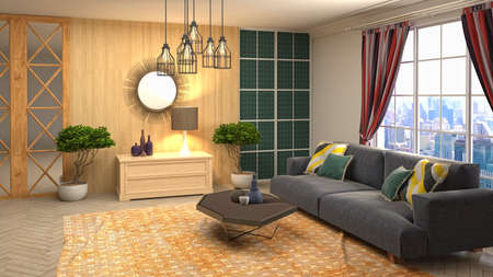 Interior of the living room. 3D illustration.の写真素材