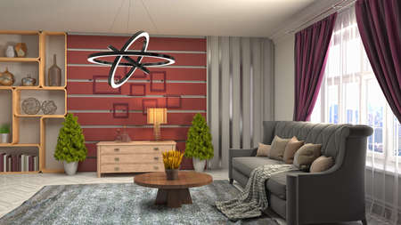 Interior of the living room. 3D illustration.の写真素材