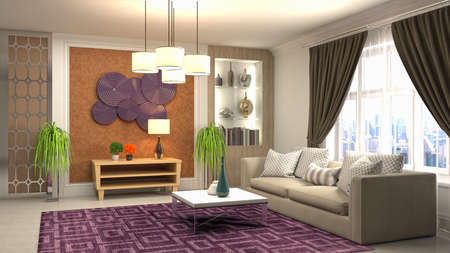 Interior of the living room. 3D illustration.の写真素材