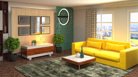 Interior of the living room. 3D illustration.の写真素材