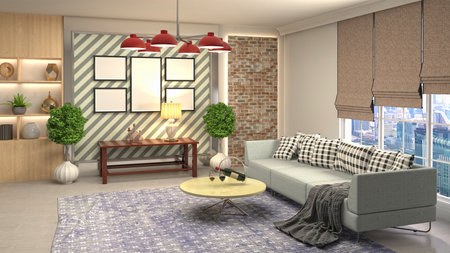 Interior of the living room. 3D illustration.の写真素材