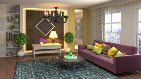 Interior of the living room. 3D illustration.の写真素材