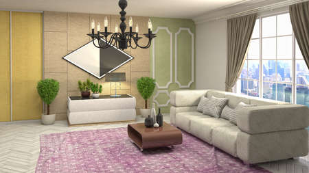 Interior of the living room. 3D illustration.の写真素材