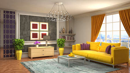 Interior of the living room. 3D illustration.の写真素材