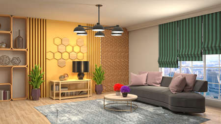 Interior of the living room. 3D illustration.の写真素材