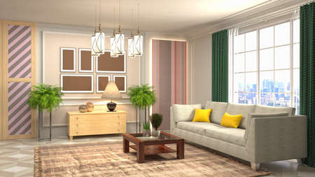 Interior of the living room. 3D illustration.の写真素材