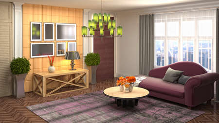 Interior of the living room. 3D illustration.の写真素材