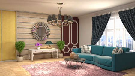 Interior of the living room. 3D illustration.の写真素材