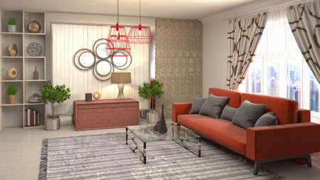 Interior of the living room. 3D illustration.の写真素材