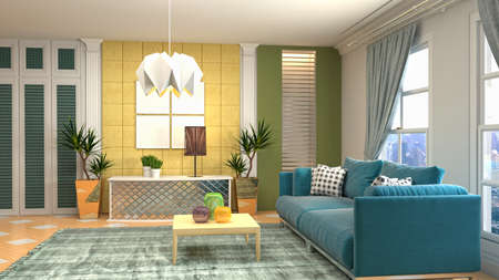 Interior of the living room. 3D illustration.の写真素材