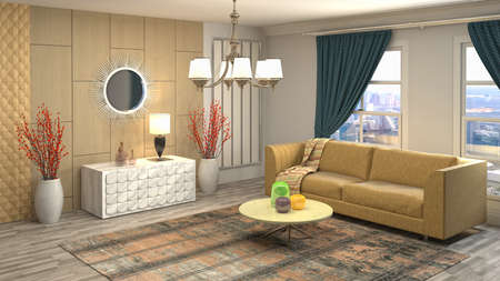 Interior of the living room. 3D illustration.の写真素材