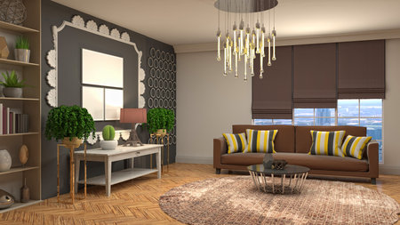 Interior of the living room. 3D illustration.の写真素材