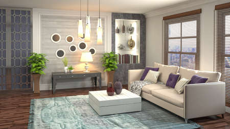 Interior of the living room. 3D illustration.の写真素材