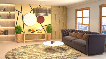 Interior of the living room. 3D illustration.の写真素材