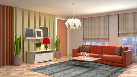 Interior of the living room. 3D illustration.の写真素材