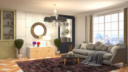 Interior of the living room. 3D illustration.の写真素材