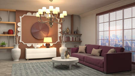 Interior of the living room. 3D illustration.の写真素材