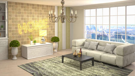 Interior of the living room. 3D illustration.の写真素材
